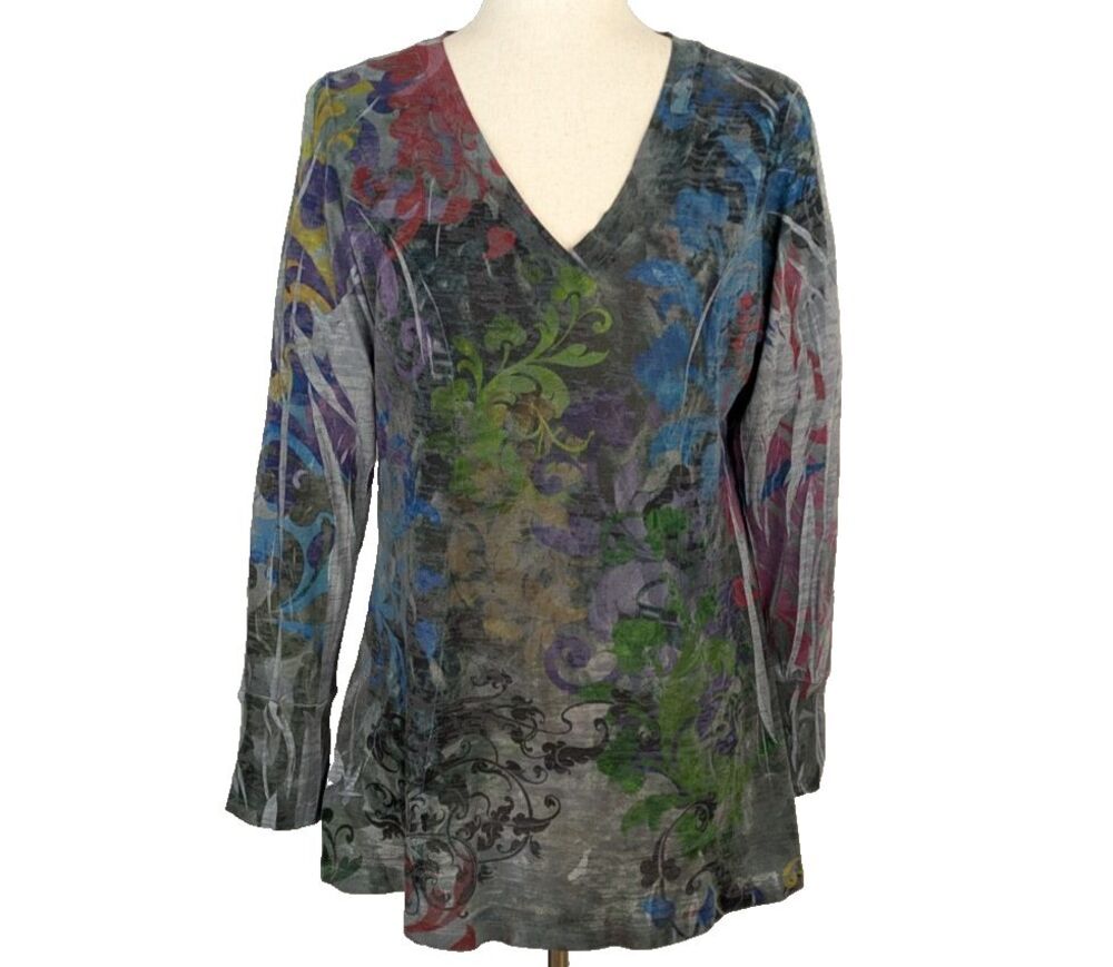 Mushka By Sienna Rose Women's XL Semi-Sheer Pullover Floral Top Tee